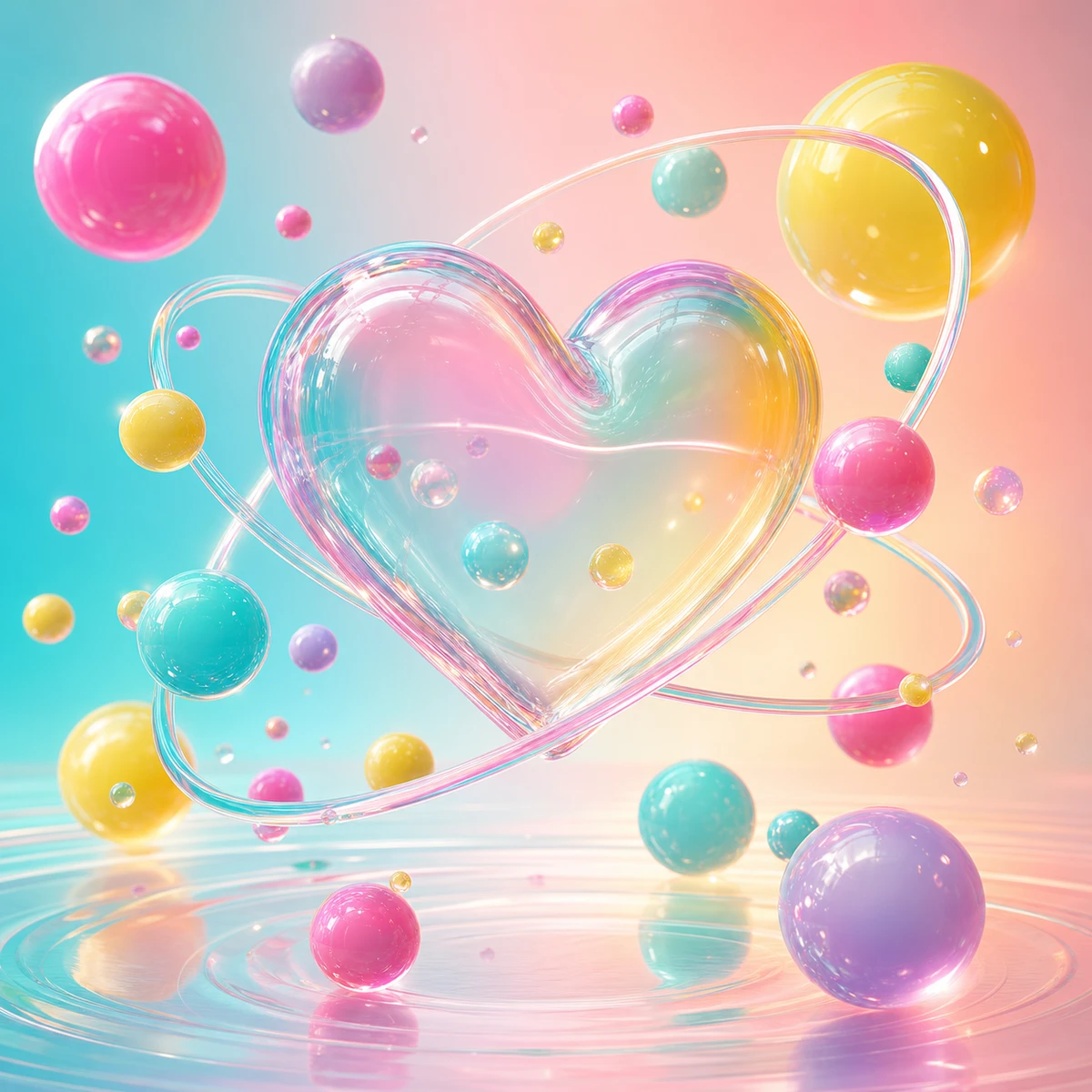Candy Pop Future album cover artwork featuring glossy candy bubbles orbiting a translucent heart