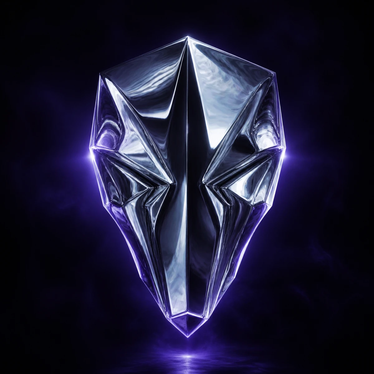 Chrome Trap Vision album cover artwork featuring a faceted chrome mask floating in a violet void