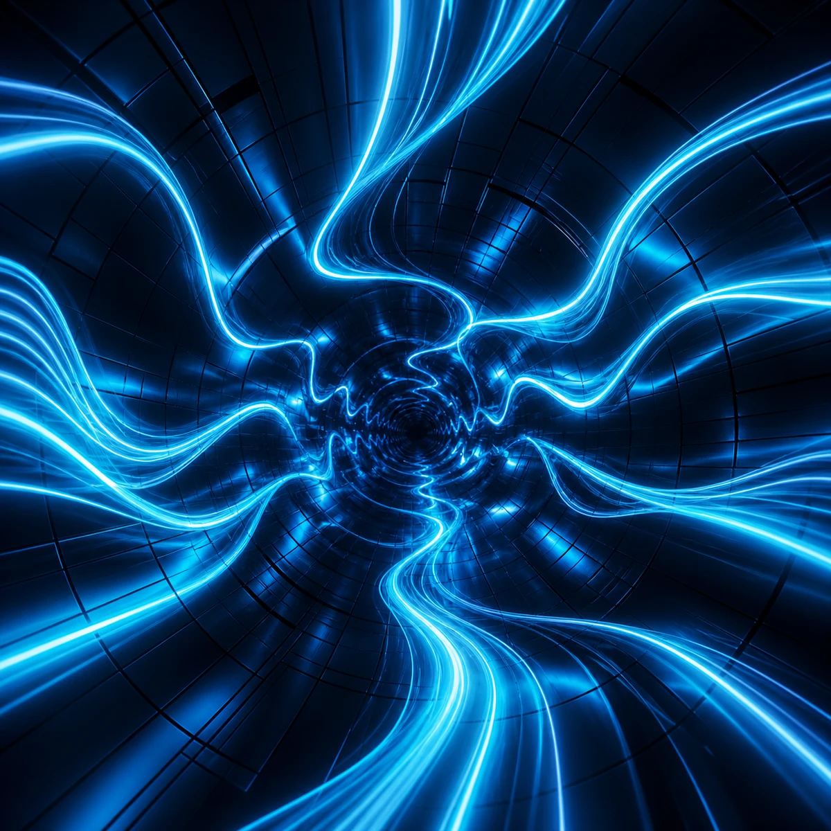 Electric Pulse album cover artwork featuring cyan waveforms racing through a midnight tunnel
